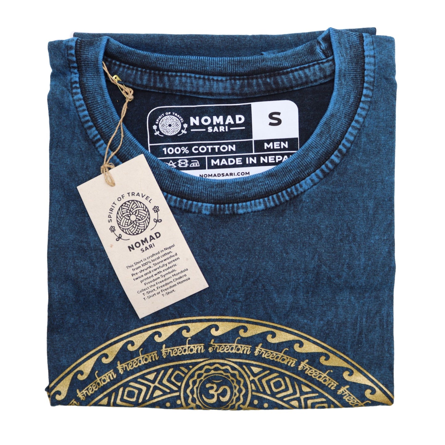 Nomad Sari Stonewashed T-Shirt – Chakra – Blau – Größe S