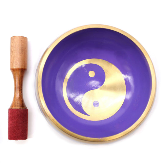 Tibetische Klangschalen-Set Yin & Yang – Weiß/Lila 14cm (Groß)