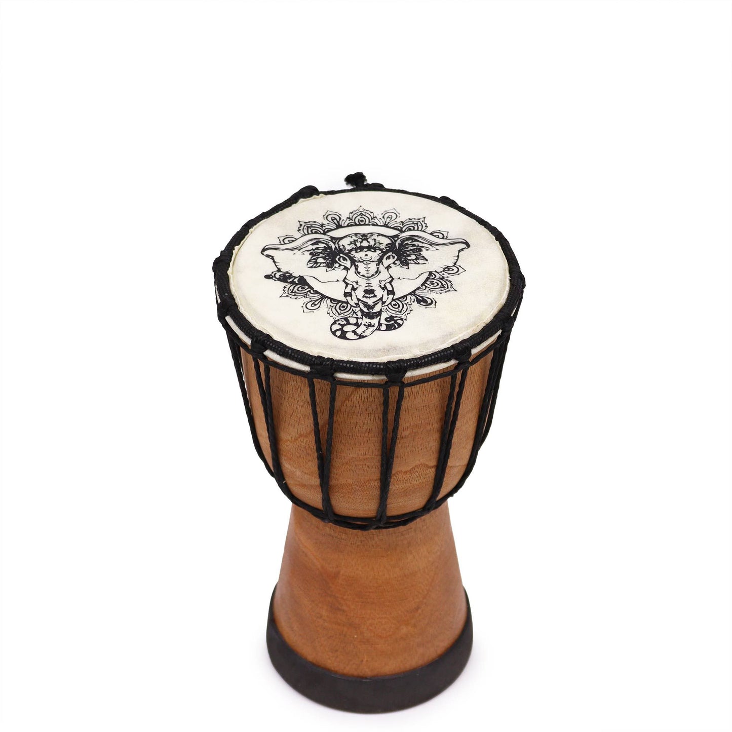 Handgefertigte Djembe Trommel mit breitem Kopf – Elefant 20cm