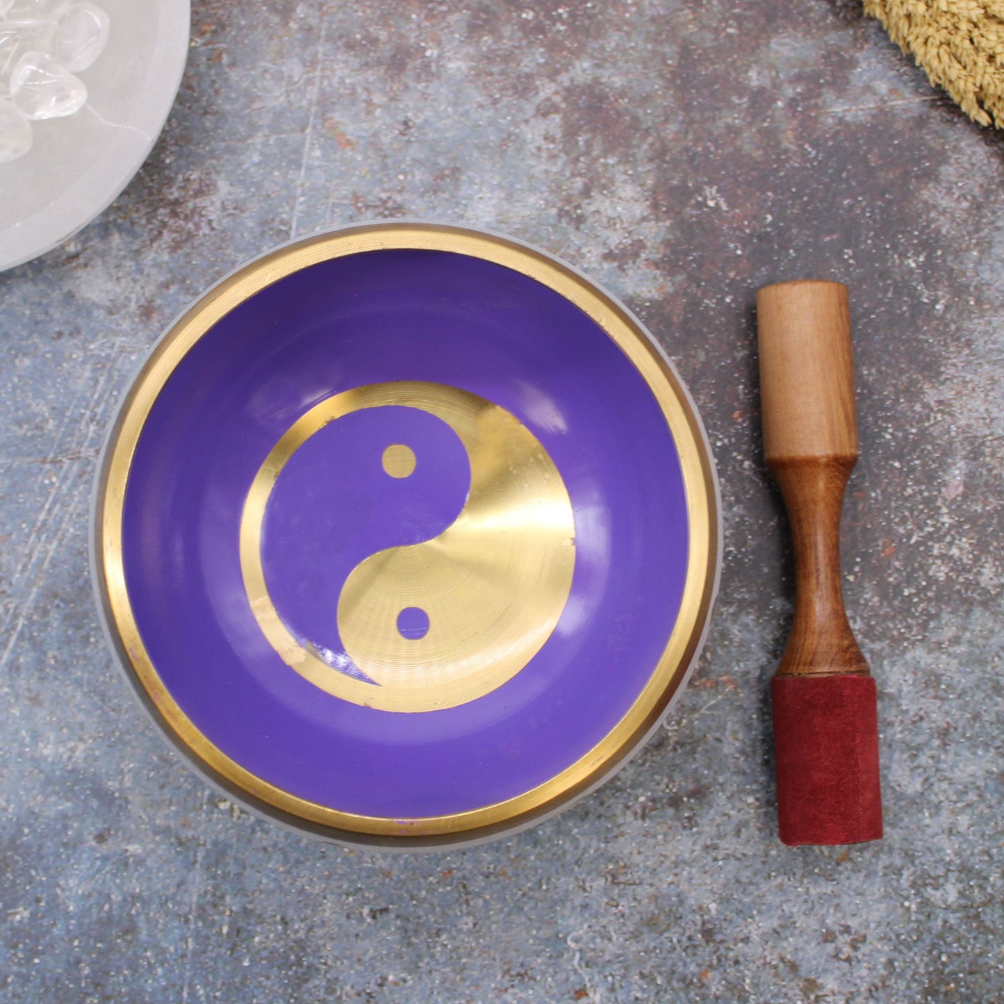 Tibetische Klangschalen-Set Yin & Yang – Weiß/Lila 14cm (Groß)
