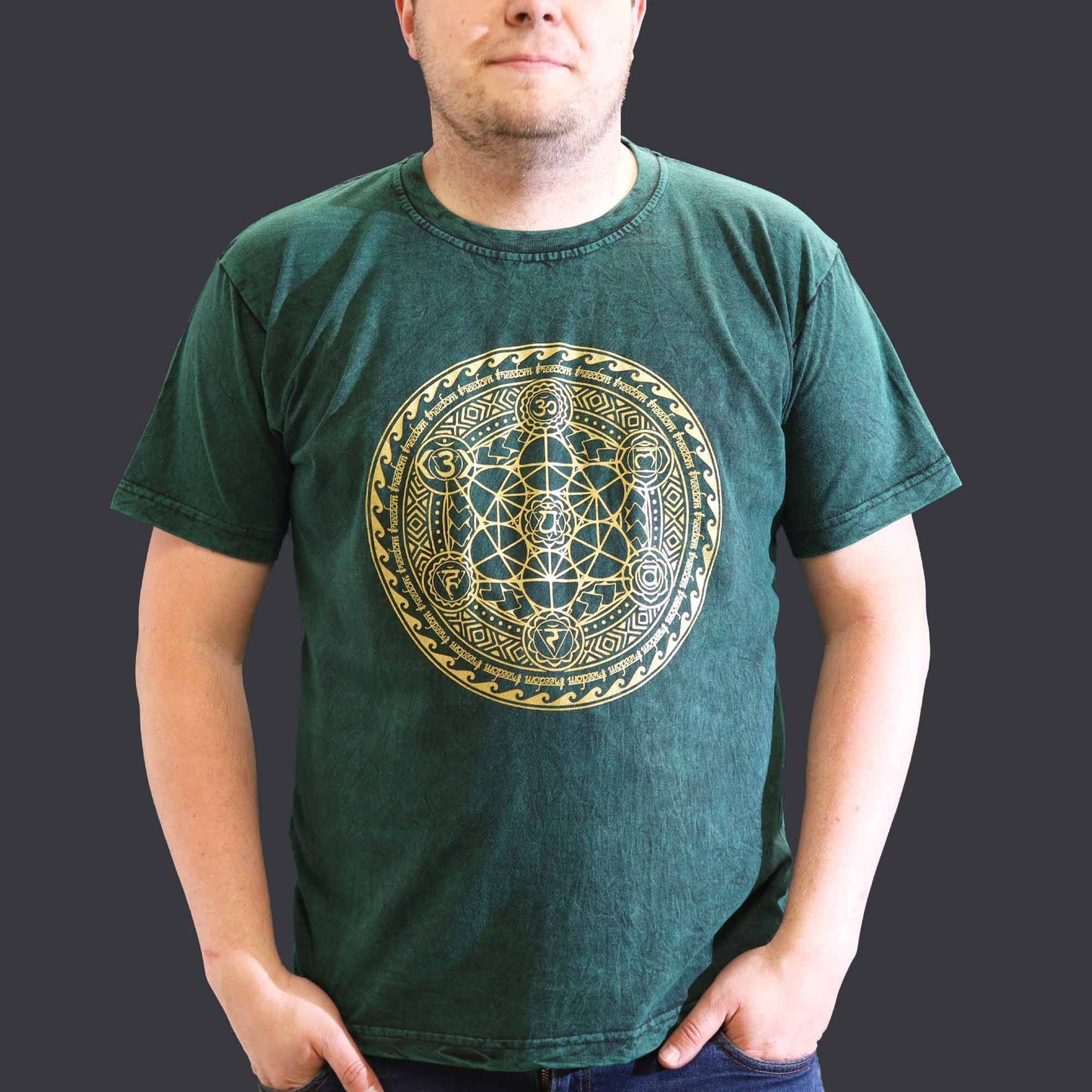 Nomad Sari Stonewashed T-Shirt – Chakra – Grün – Größe XL
