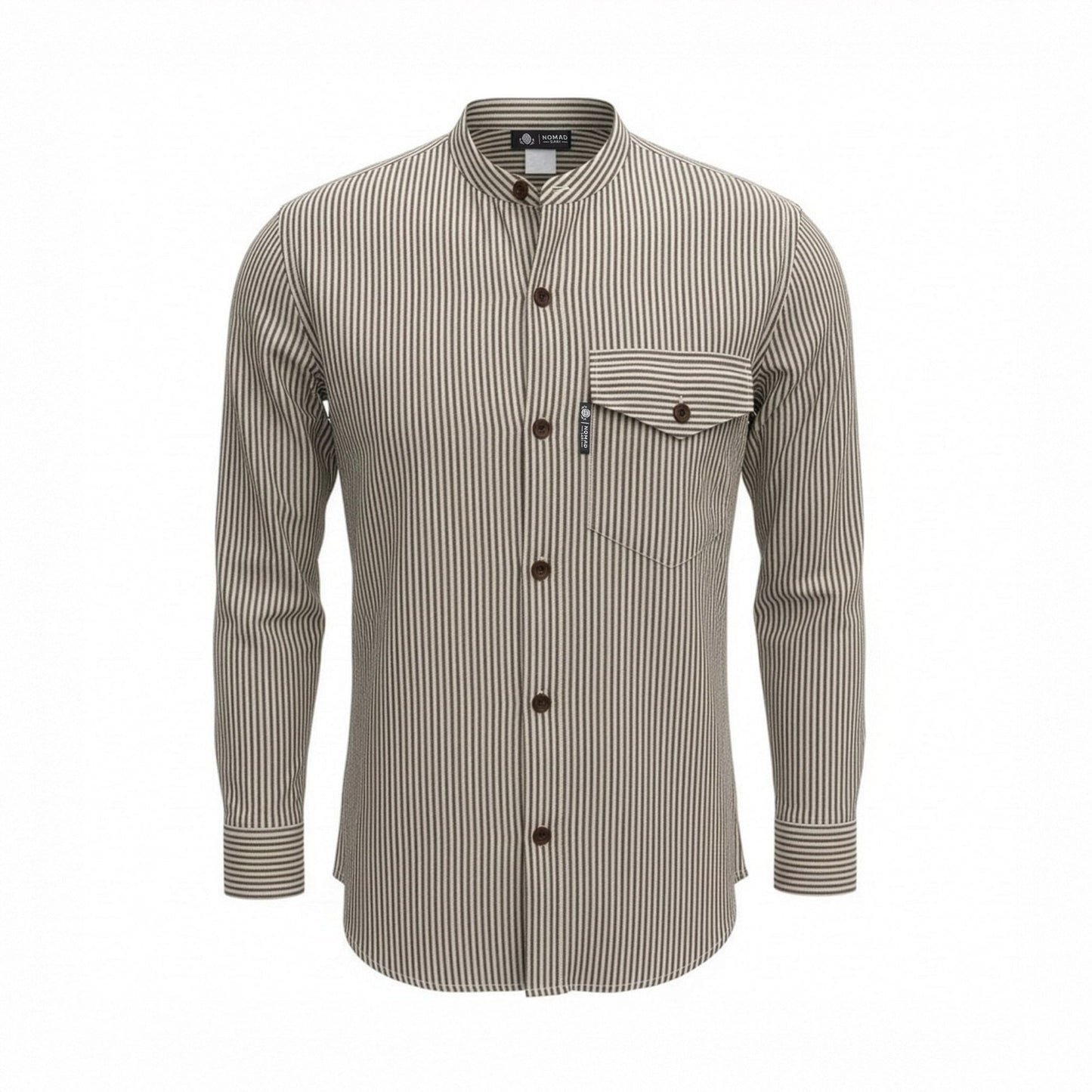Nomad Sari Grandad Shirt – Grey Stone – Größe M