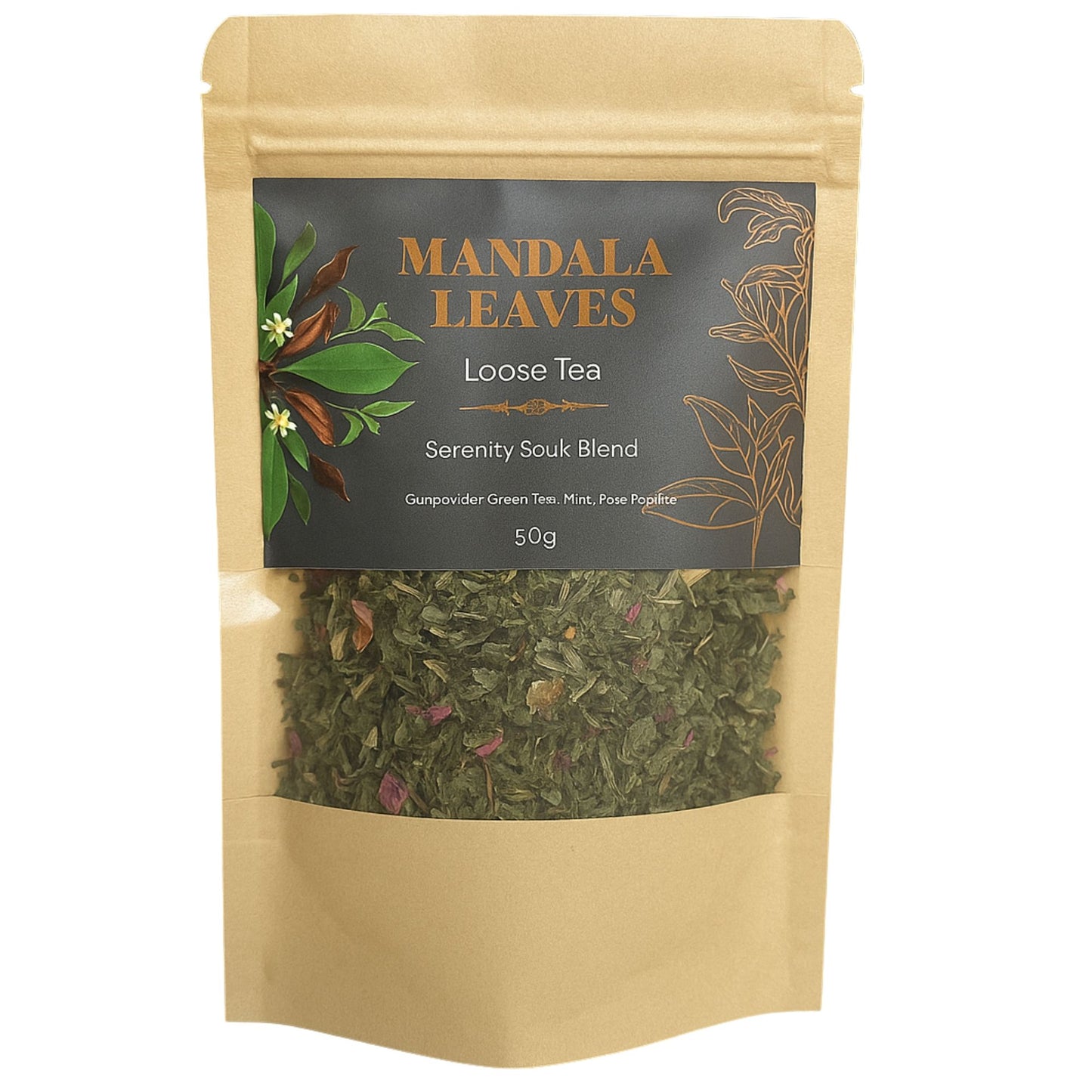 50g Grüntee – Minze & Rosenblüten | Serenity Souk Blend