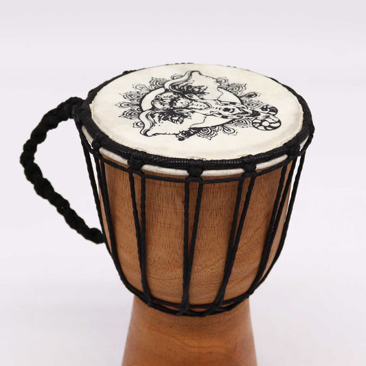 Handgefertigte Djembe Trommel mit breitem Kopf – Elefant 20cm