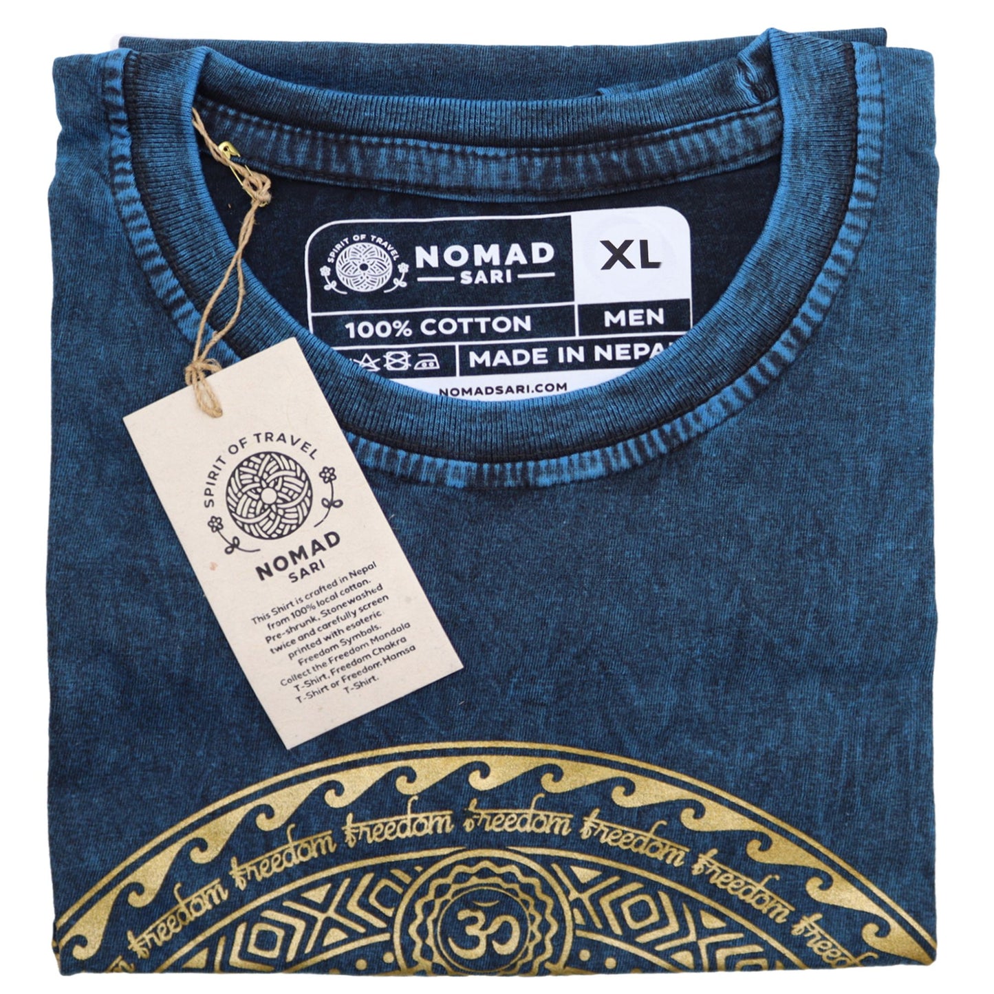 Nomad Sari Stonewashed T-Shirt – Chakra – Blau – Größe XL
