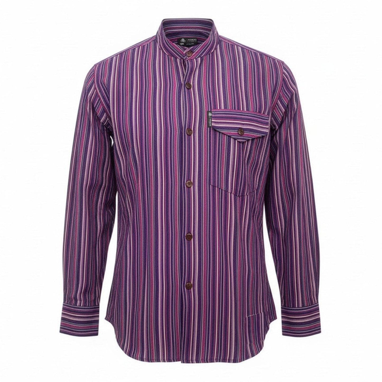 Nomad Sari Grandad Shirt – Black Purple – Größe L