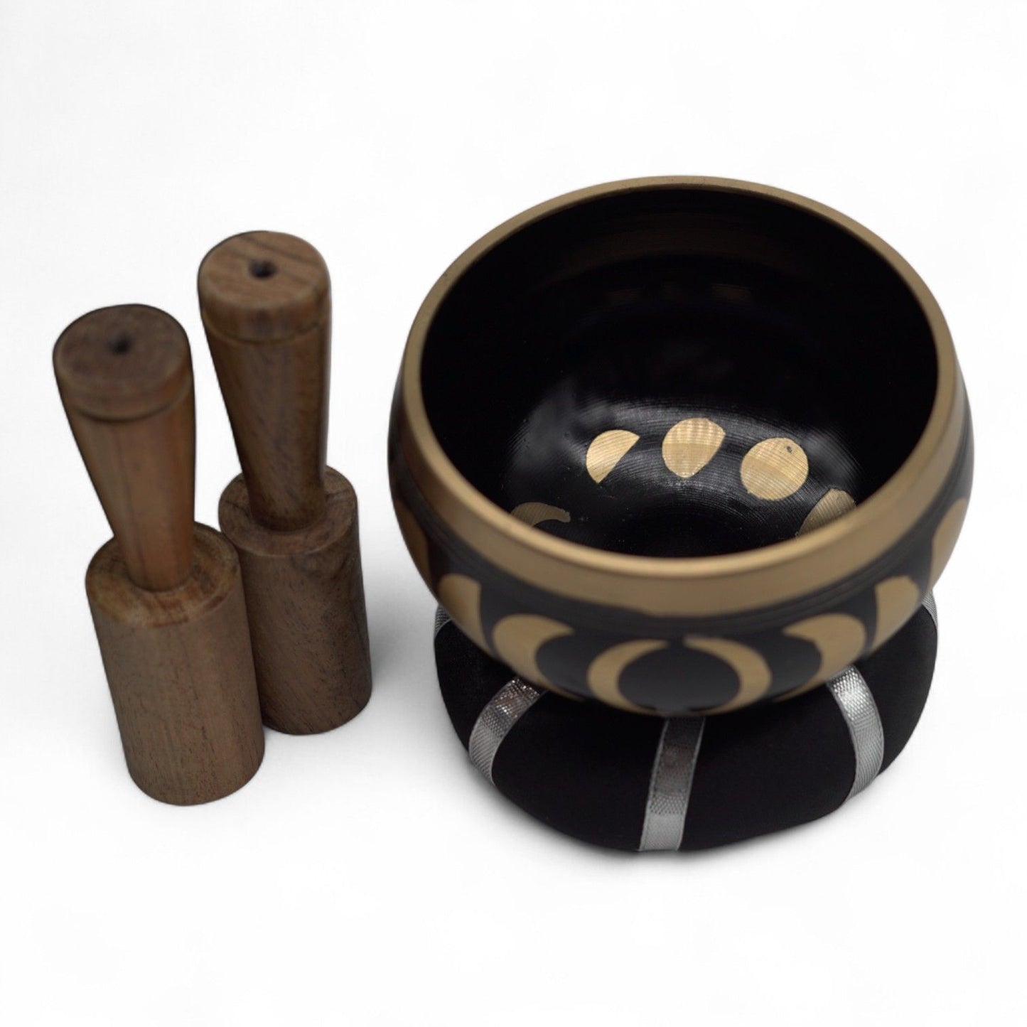 Tibetische Klangschalen-Set Mondphasen – Schwarz 10,7cm