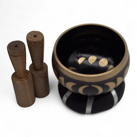 Tibetische Klangschalen-Set Mondphasen – Schwarz 10,7cm