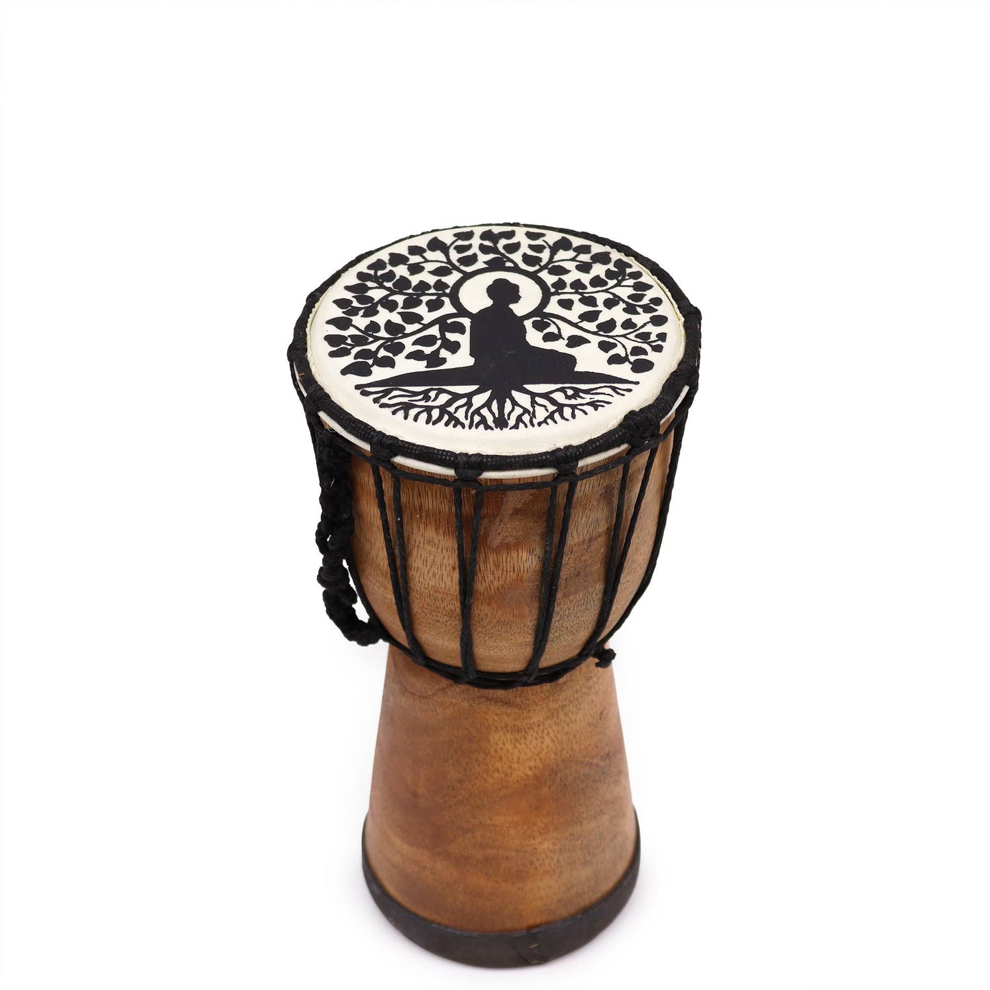 Handgefertigte Djembe Trommel mit breitem Kopf – Buddha 25cm