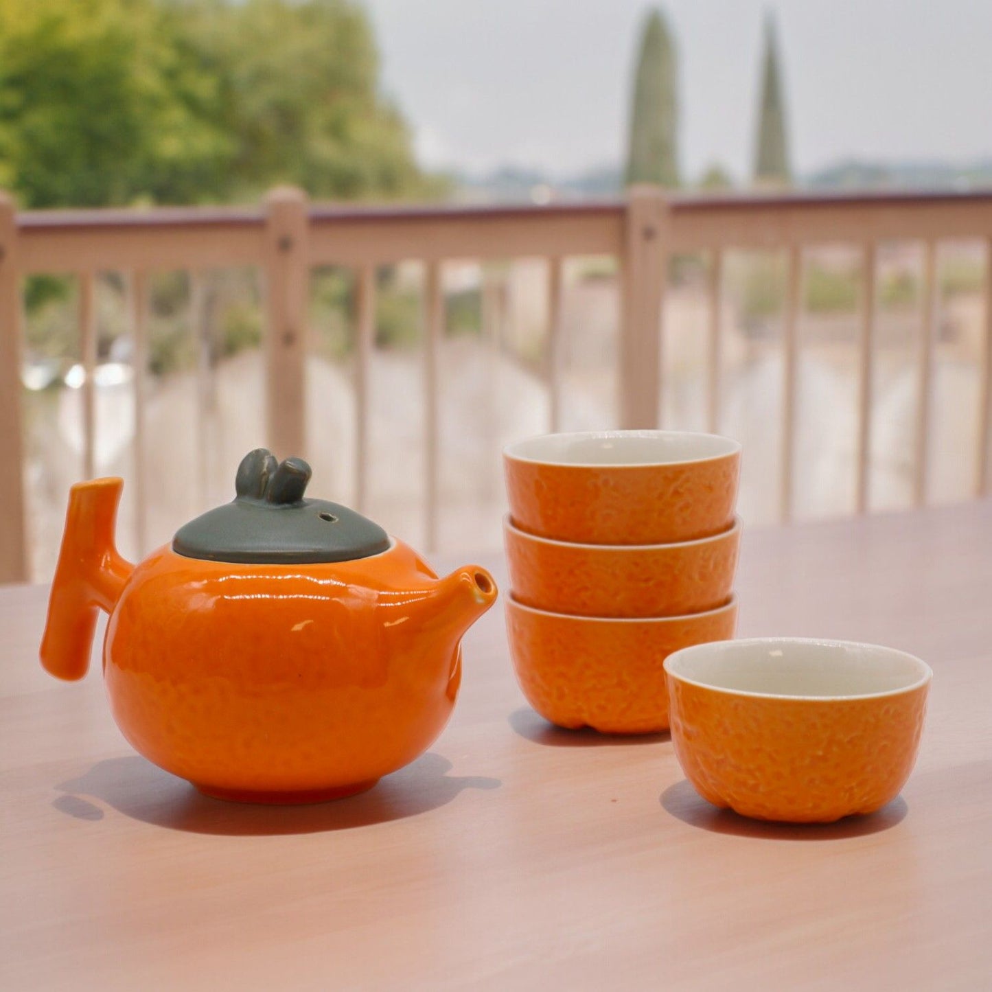 Kräuterteeset Orange – Kanne & 4 Tassen