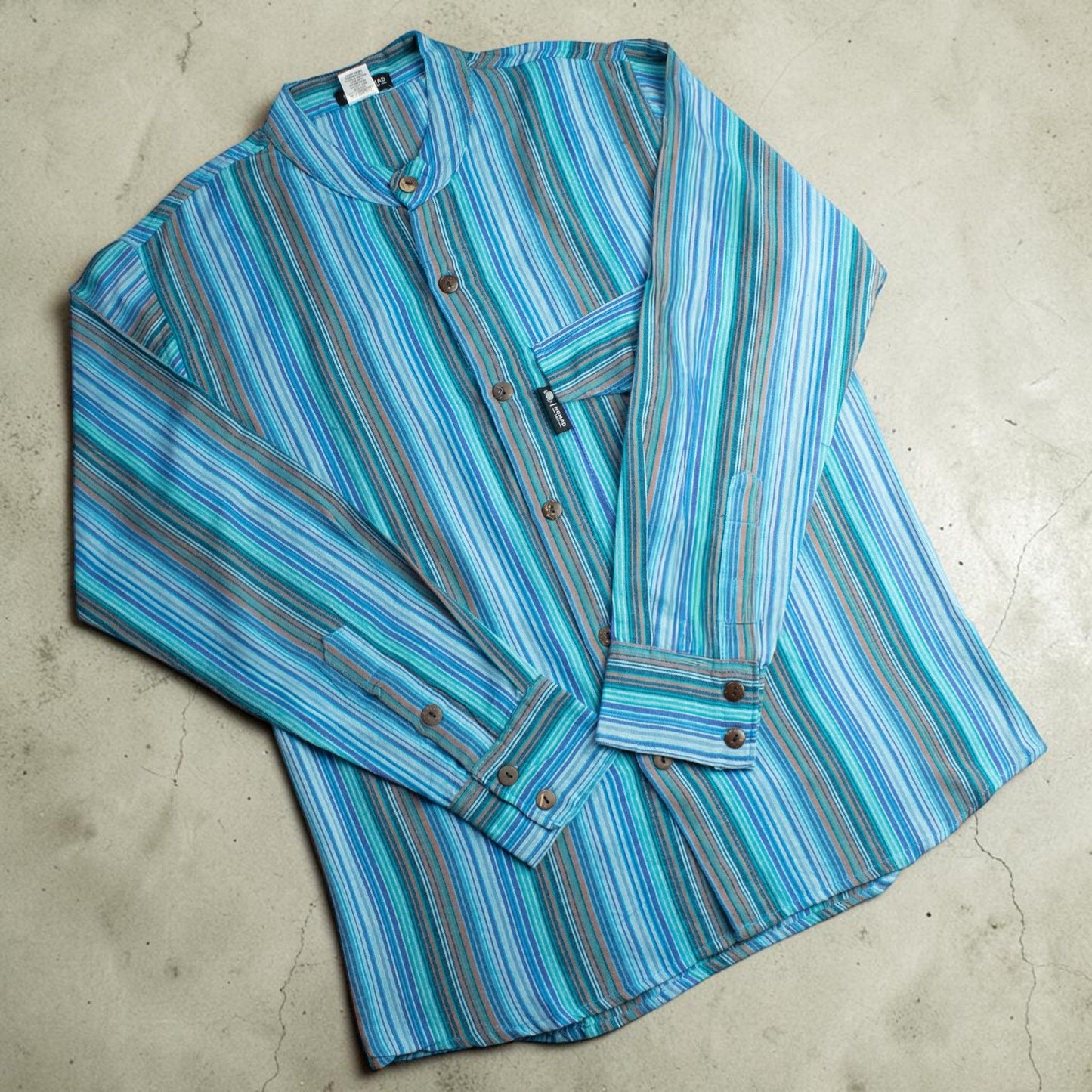 Nomad Sari Grandad Shirt – Türkis – Größe XL