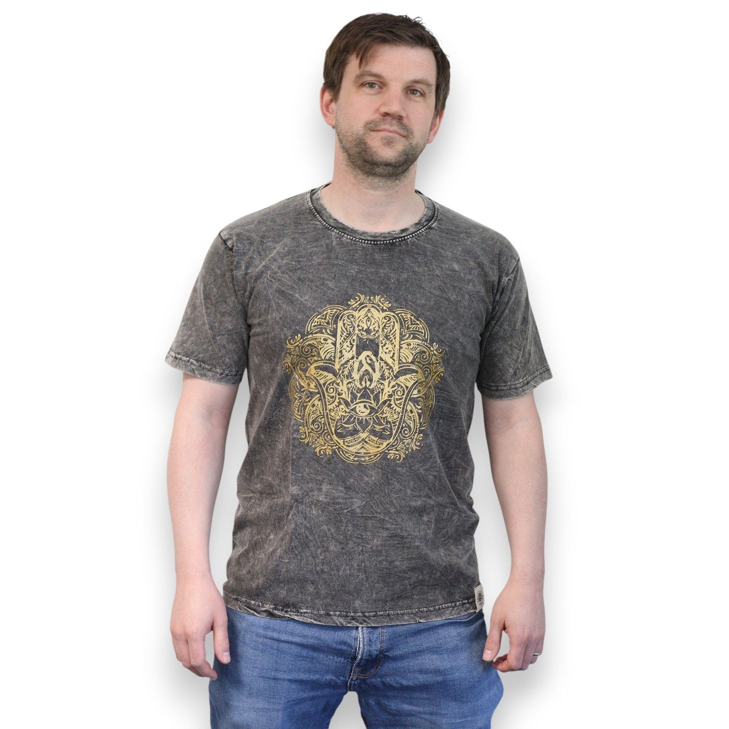 Nomad Sari Stonewashed T-Shirt – Hamsa – Dunkelgrau – Größe M
