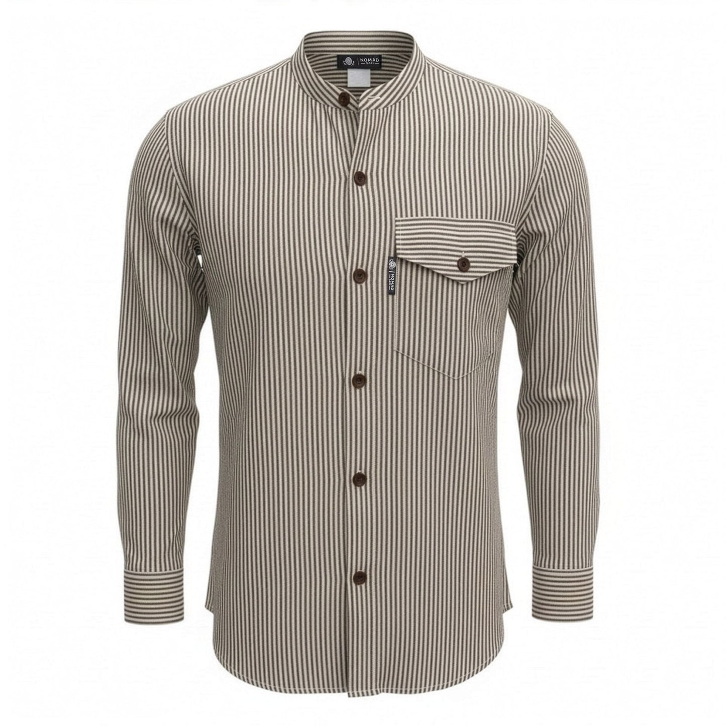 Nomad Sari Grandad Shirt – Grey Stone – Größe XL