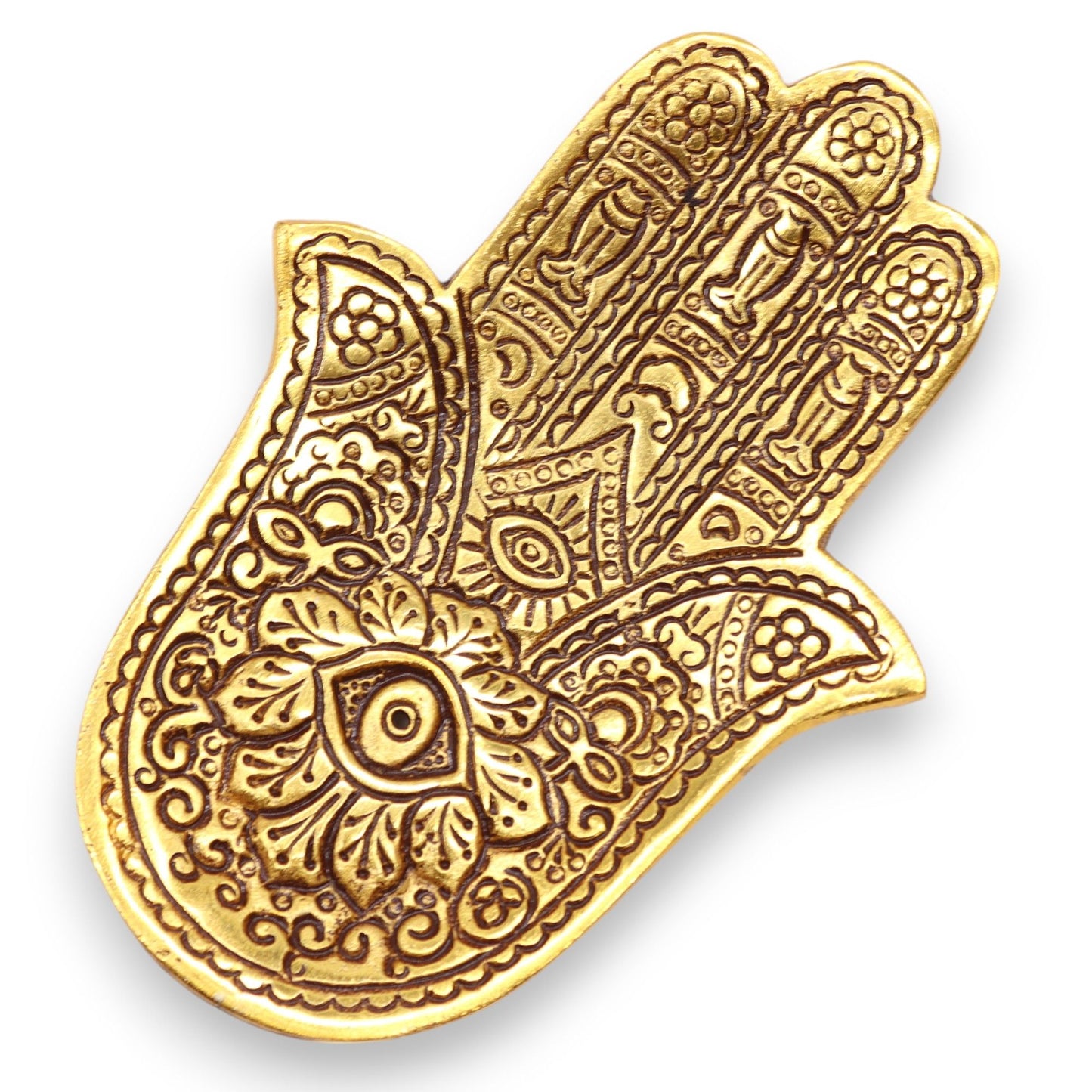 Goldener Hamsa Räucherstäbchen-Halter aus Aluminium 13x5,5cm