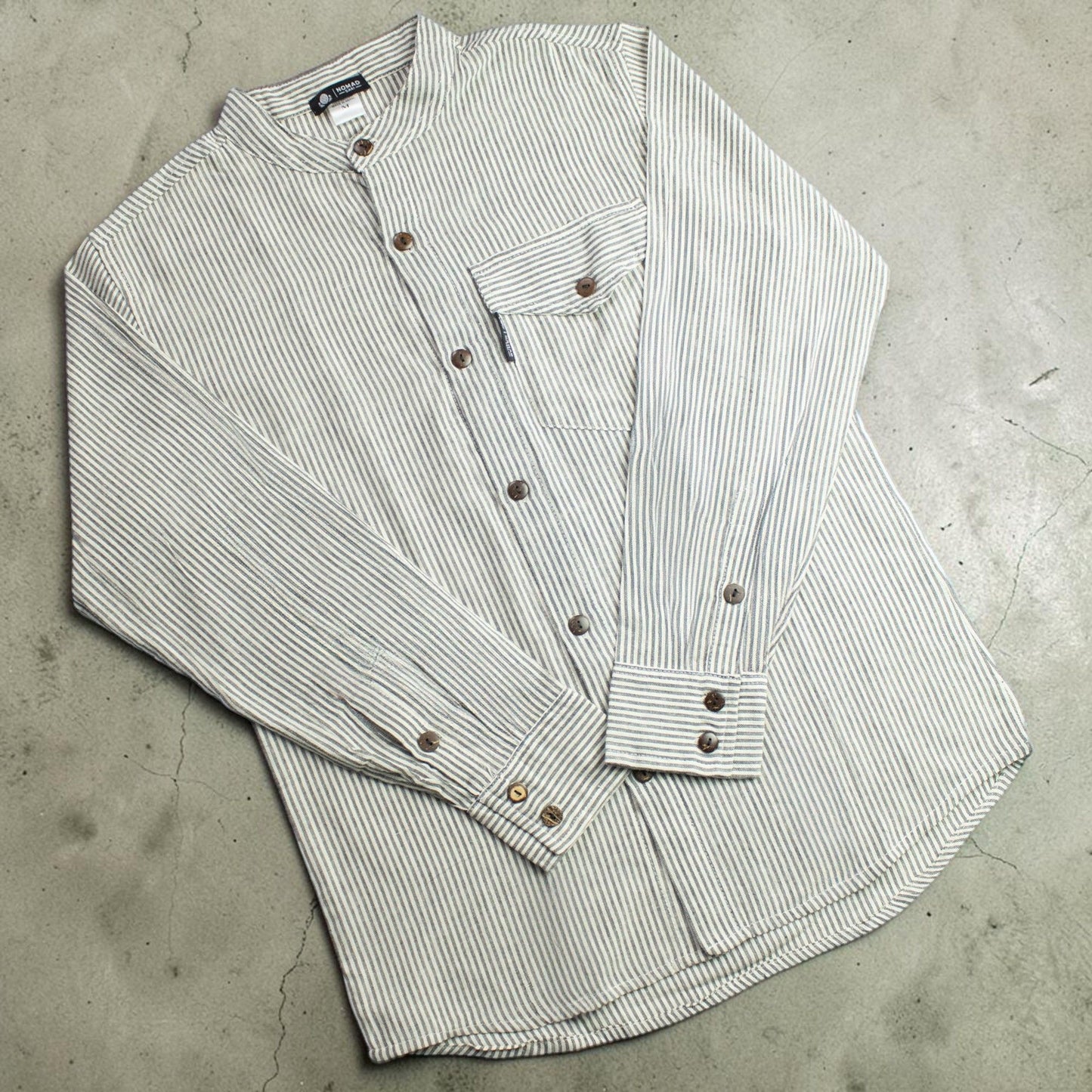 Nomad Sari Grandad Shirt – Grey Stone – Größe XL