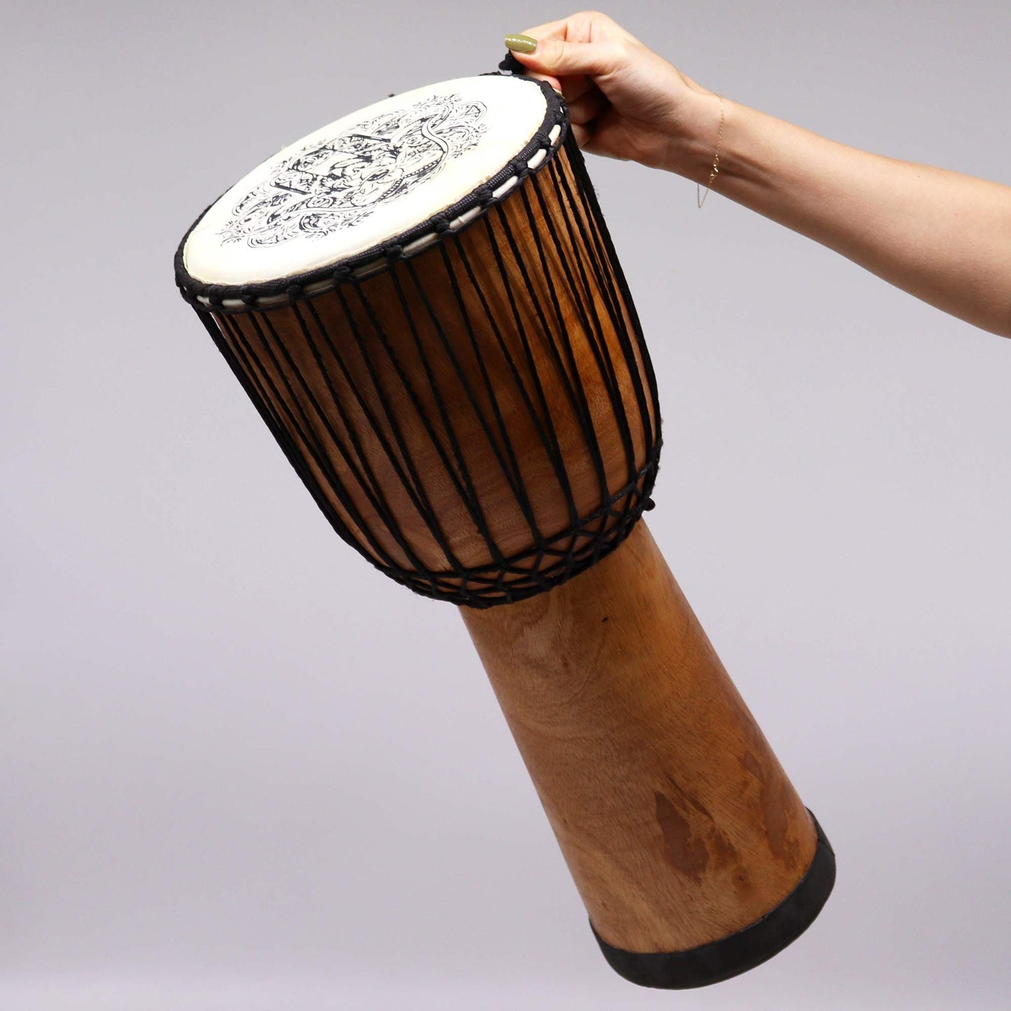Handgefertigte Djembe Trommel mit breitem Kopf – Hamsa 50cm