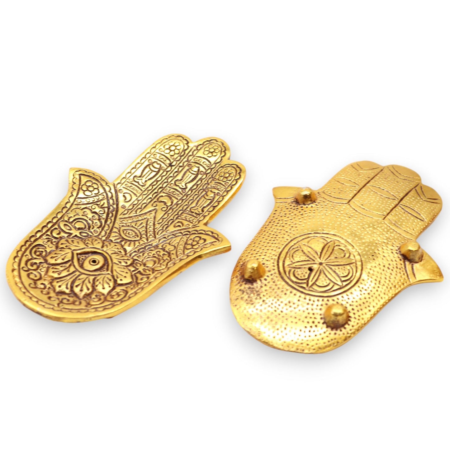 Goldener Hamsa Räucherstäbchen-Halter aus Aluminium 13x5,5cm