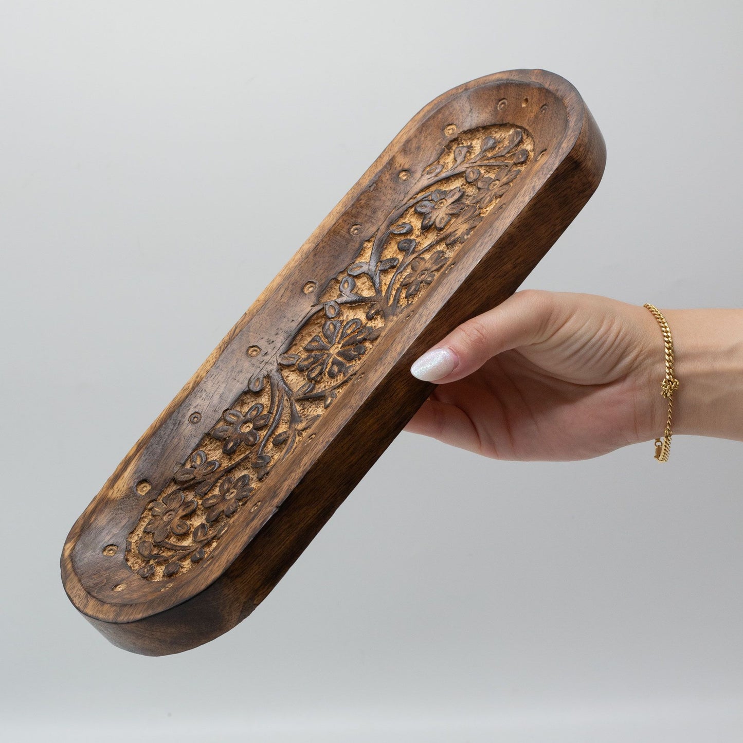 Große Räucherstäbchen-Ablage 30x10cm – Blumendesign