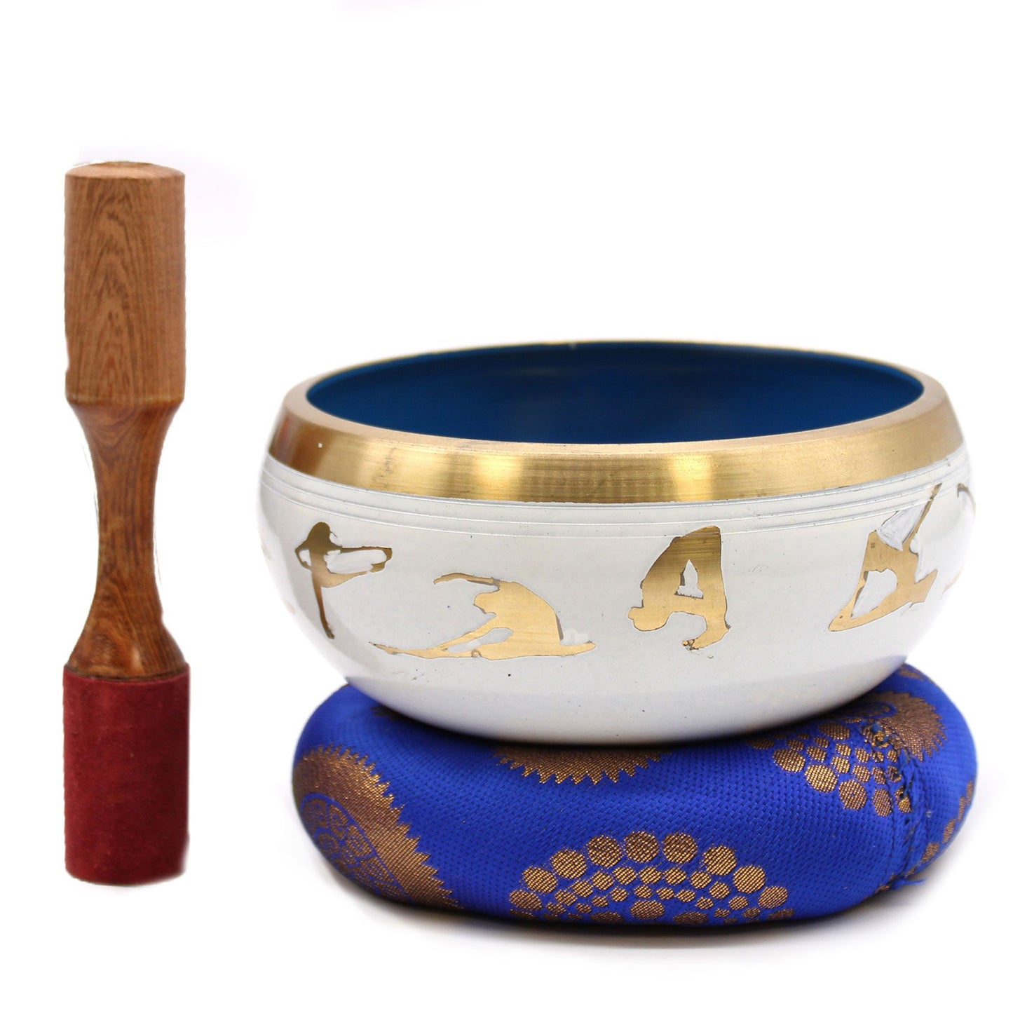 Tibetische Klangschalen-Set Yoga Moves – Weiß/Blau 14cm (Groß)