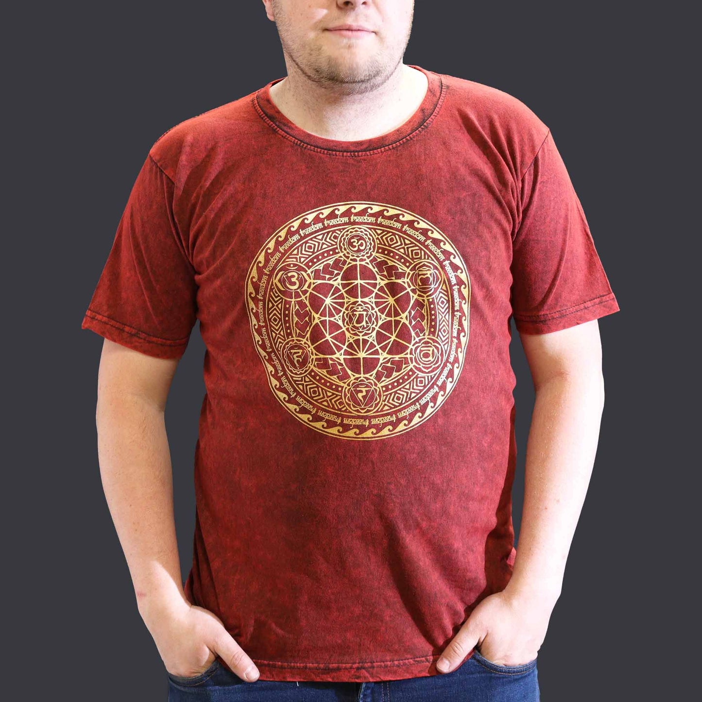 Nomad Sari Stonewashed T-Shirt – Chakra – Weinrot – Größe XL