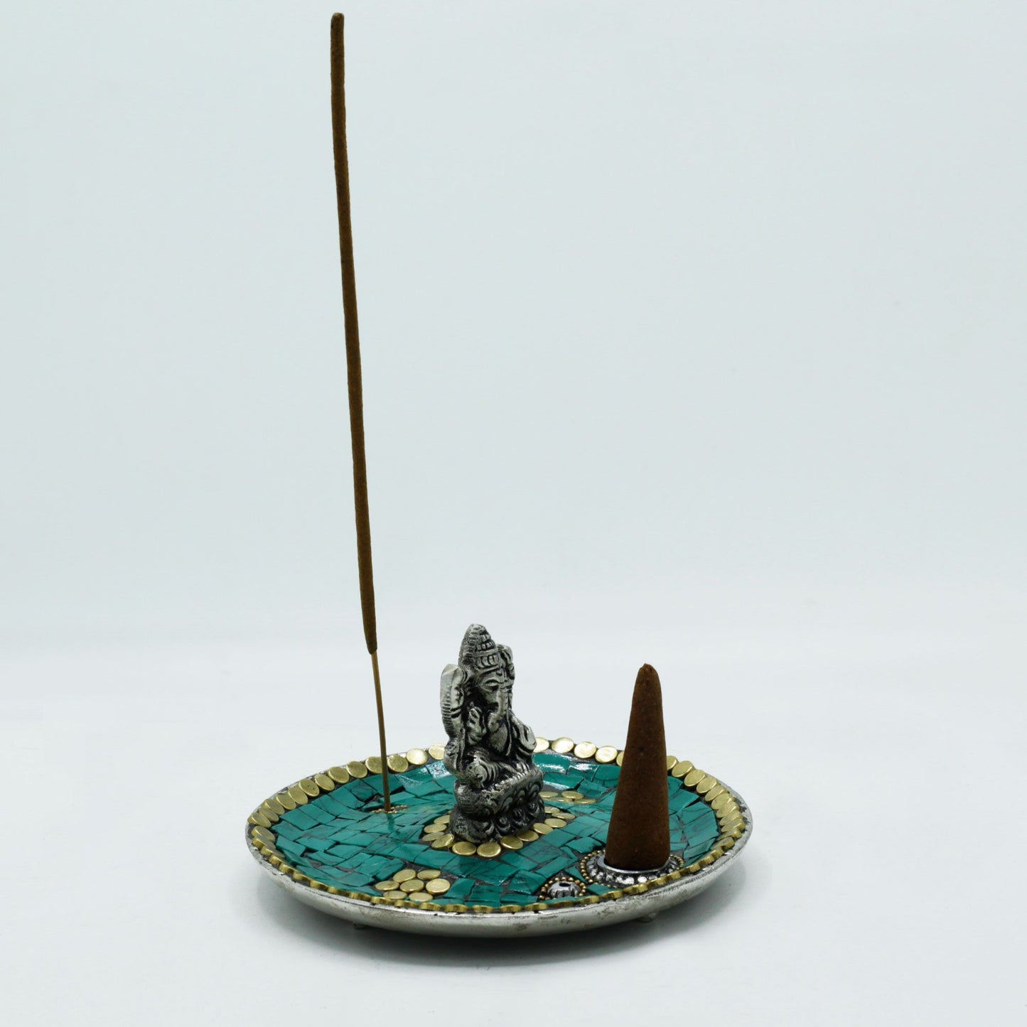Ganesh Teller Tibetischer Räucherstäbchen- & Kegelhalter