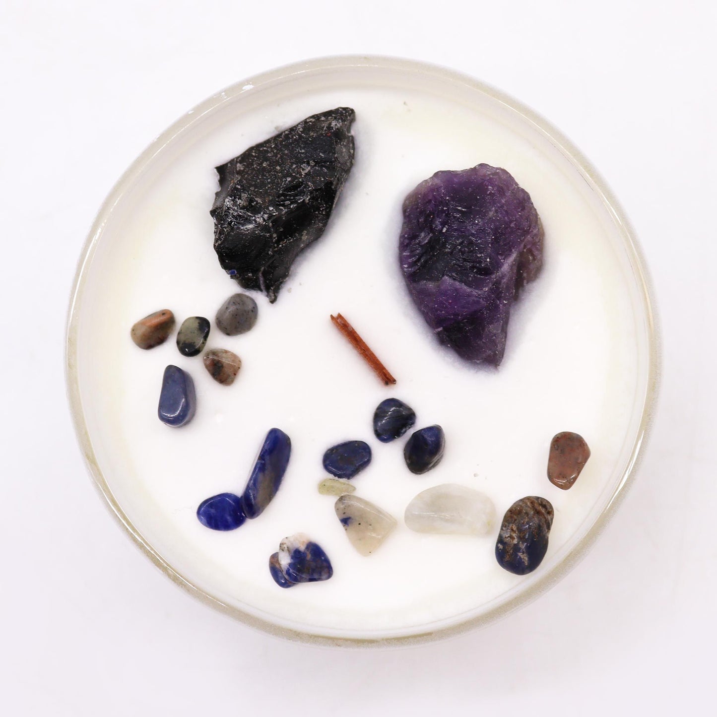 Chakra Kristallkerze – Solarplexuschakra | Sojakerze mit Edelsteinen