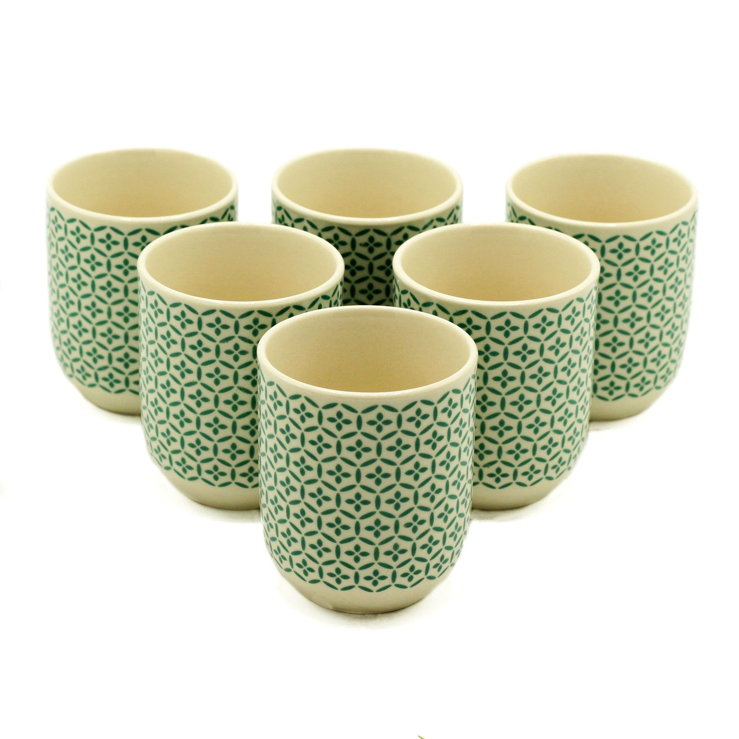 Kräutertee Tassen 6er-Set – Grünes Mosaik