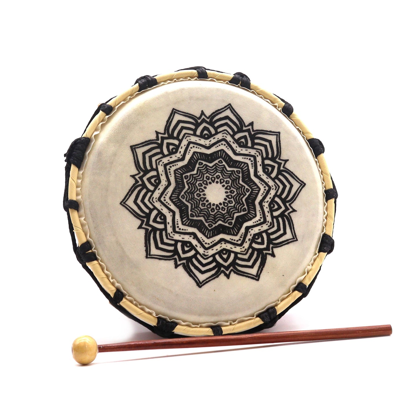Schamanische Trommel mit Mandala-Design & Schlegeln – 20cm