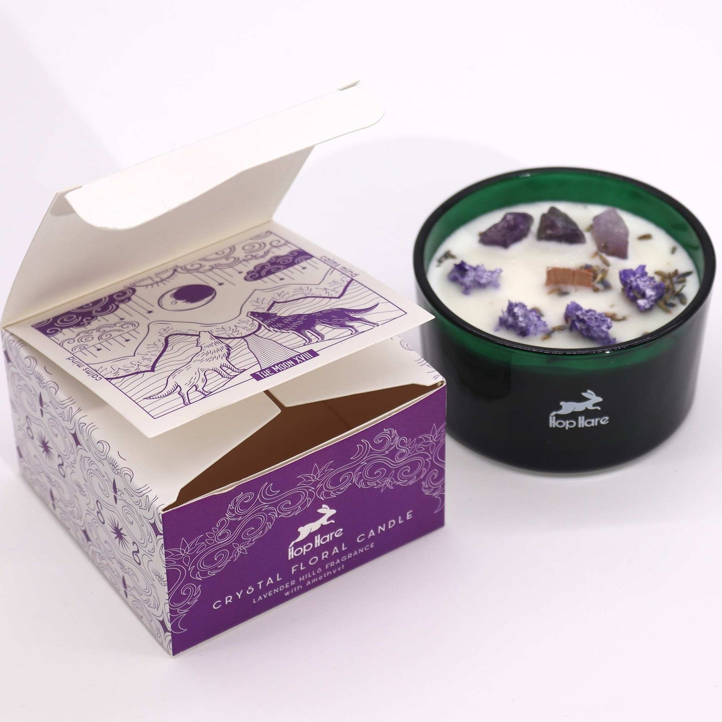 Hop Hare Kristallkerze – Der Mond | Duftkerze mit Amethyst