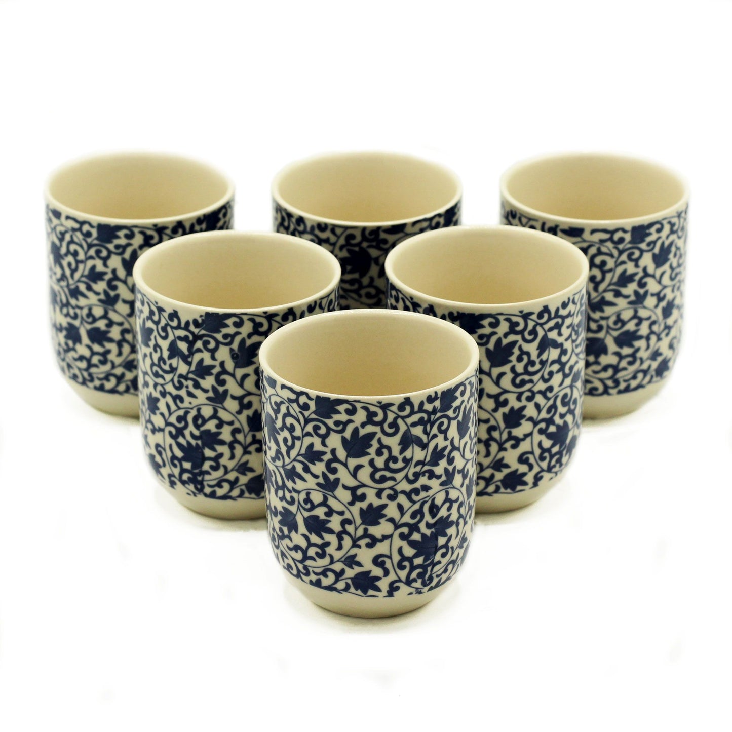 Kräutertee Tassen 6er-Set – Blaues Muster