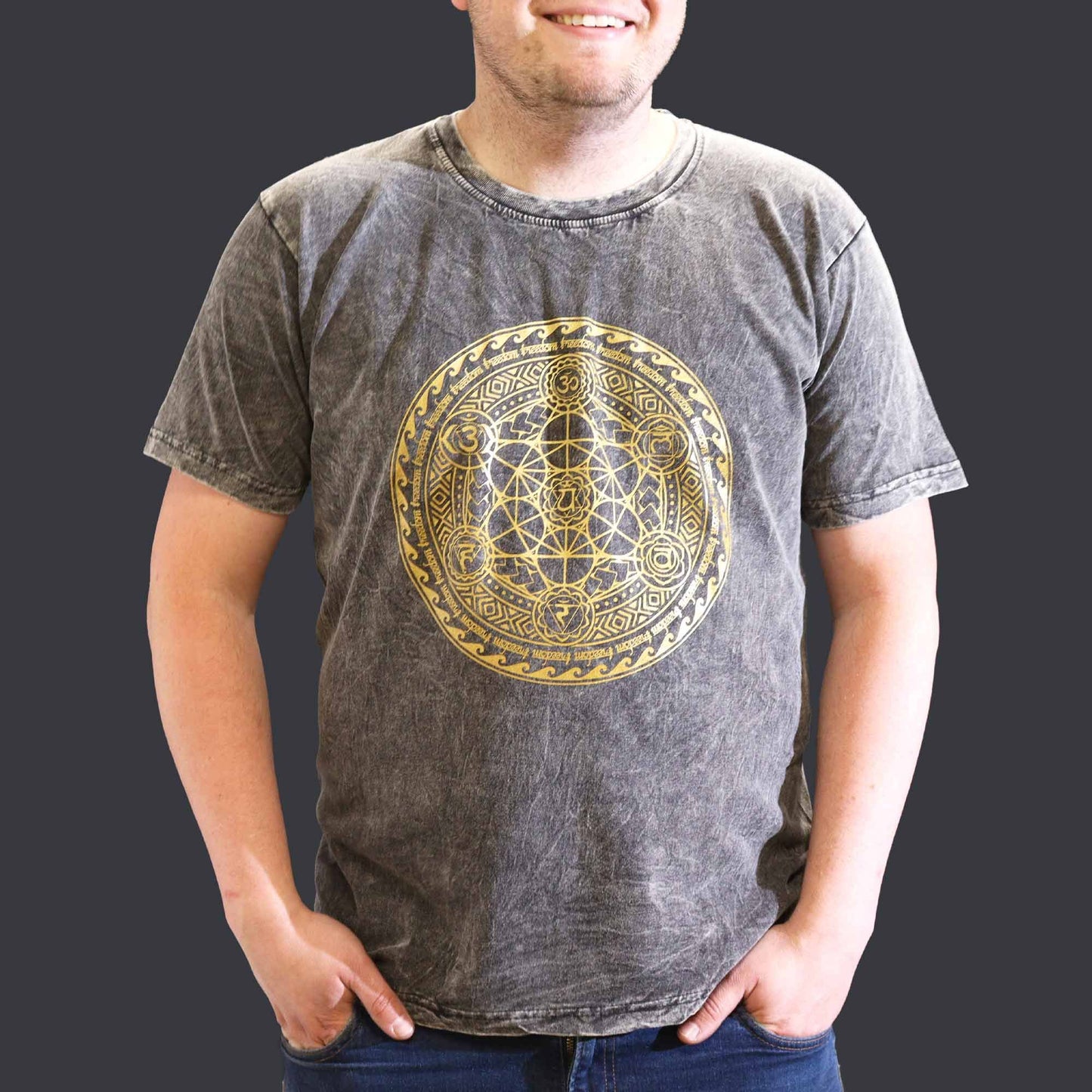 Nomad Sari Stonewashed T-Shirt – Chakra – Dunkelgrau – Größe XL