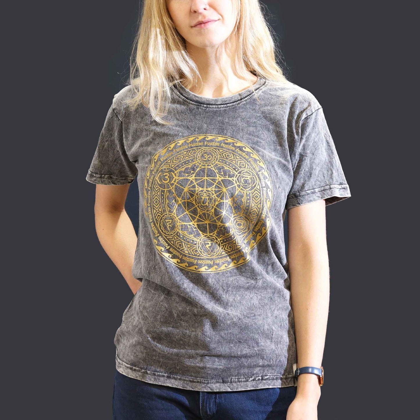 Nomad Sari Stonewashed T-Shirt – Chakra – Dunkelgrau – Größe S
