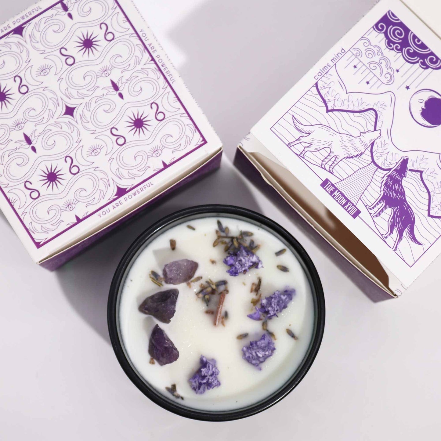 Hop Hare Kristallkerze – Der Mond | Duftkerze mit Amethyst