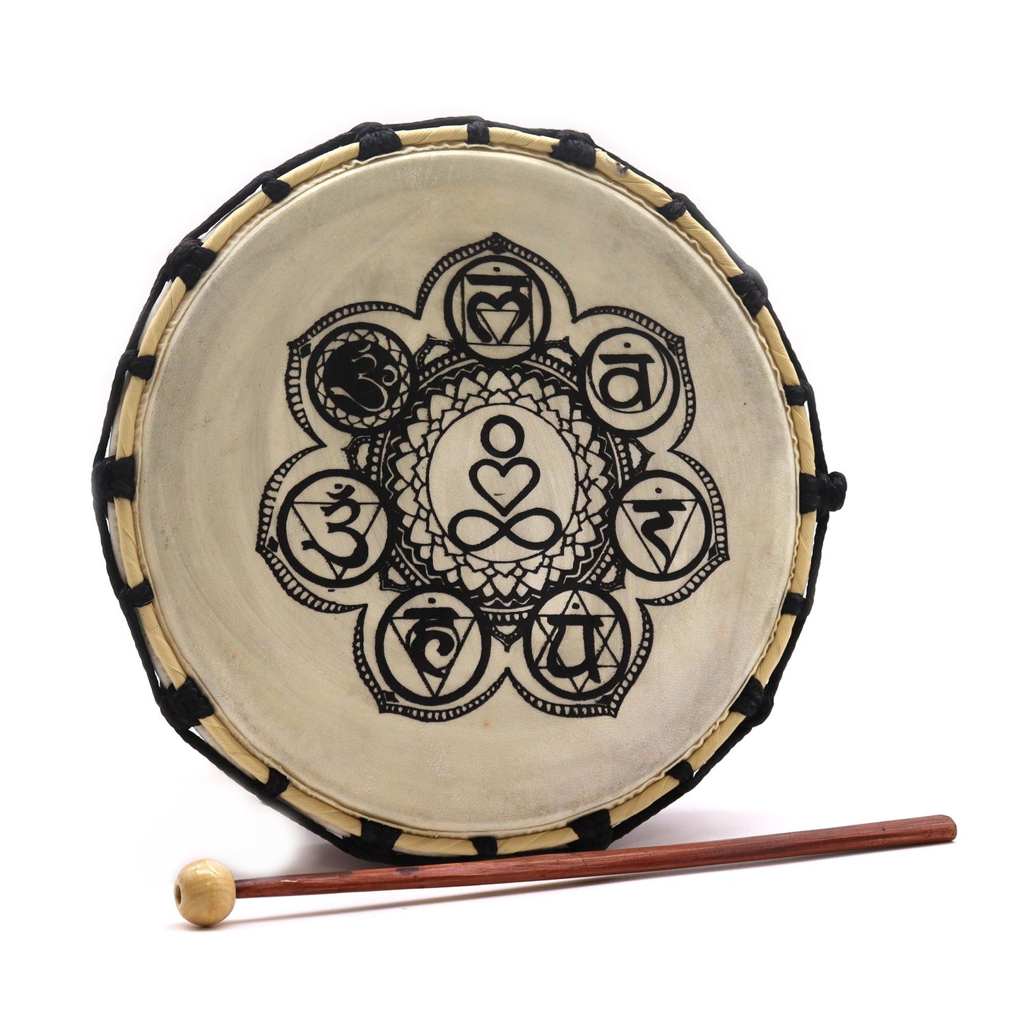 Schamanische Chakra Trommel mit Schlegel – 25cm