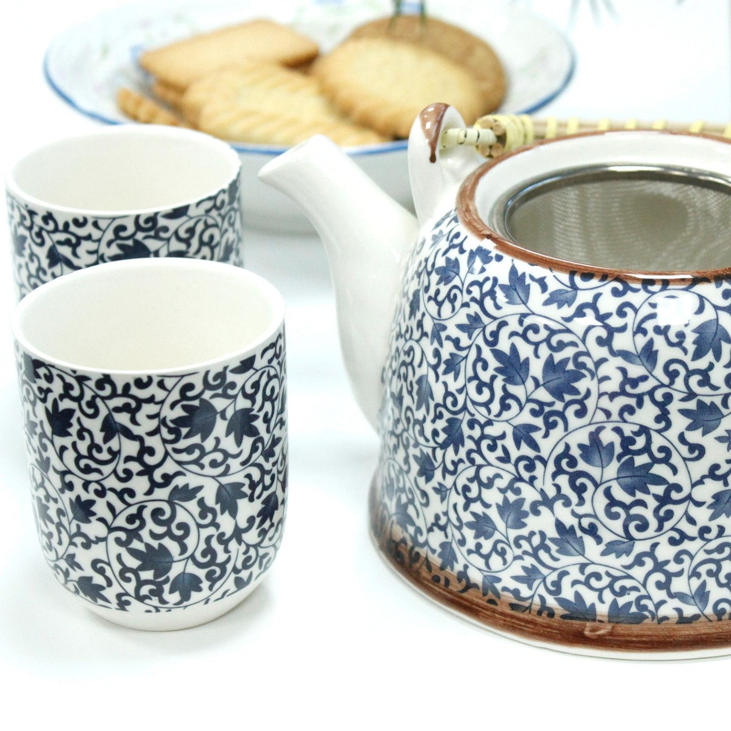 Kräuterteeset – Blaues Muster (Kanne & 6 Tassen)