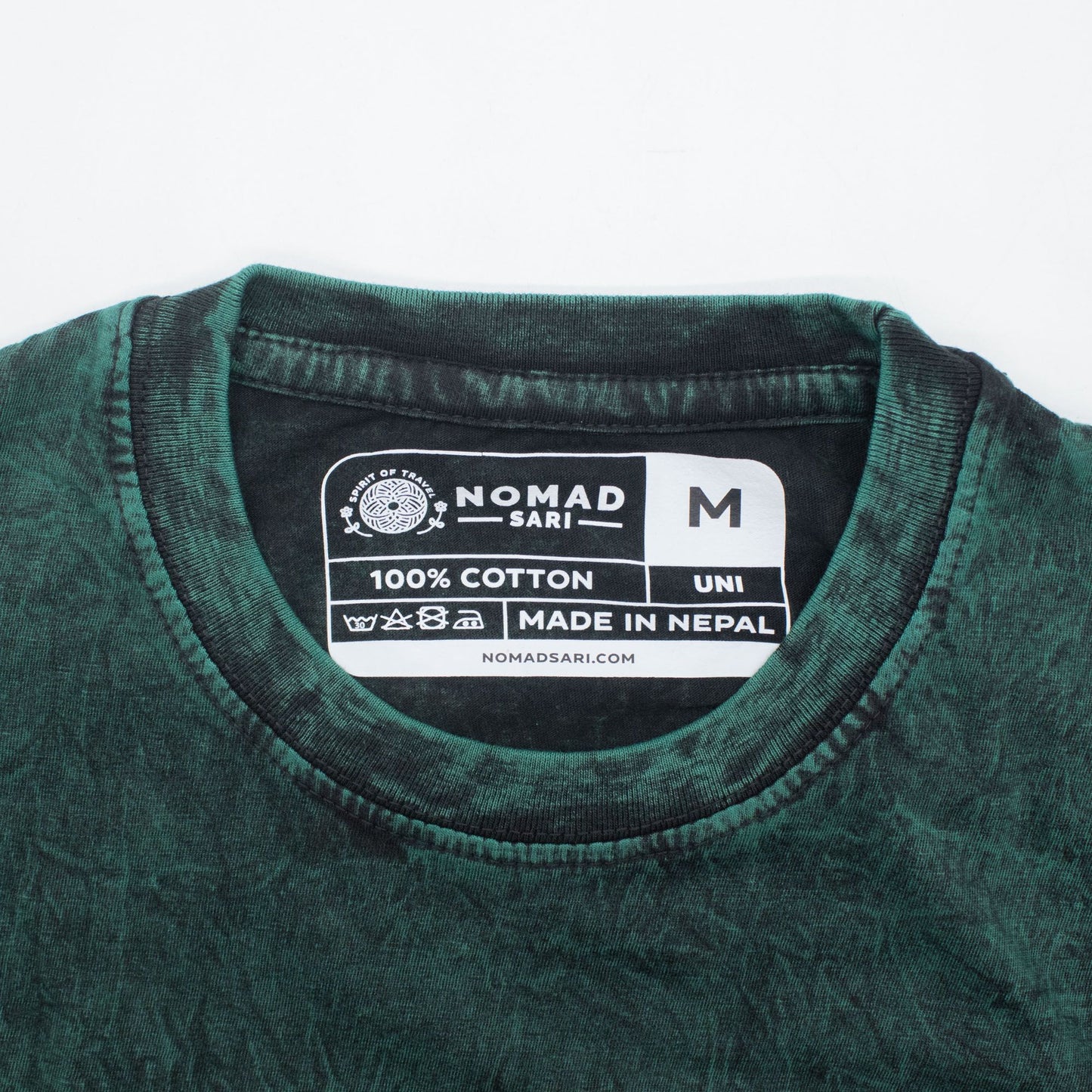 Nomad Sari Stonewashed T-Shirt – Lebensbaum – Grün – Größe M
