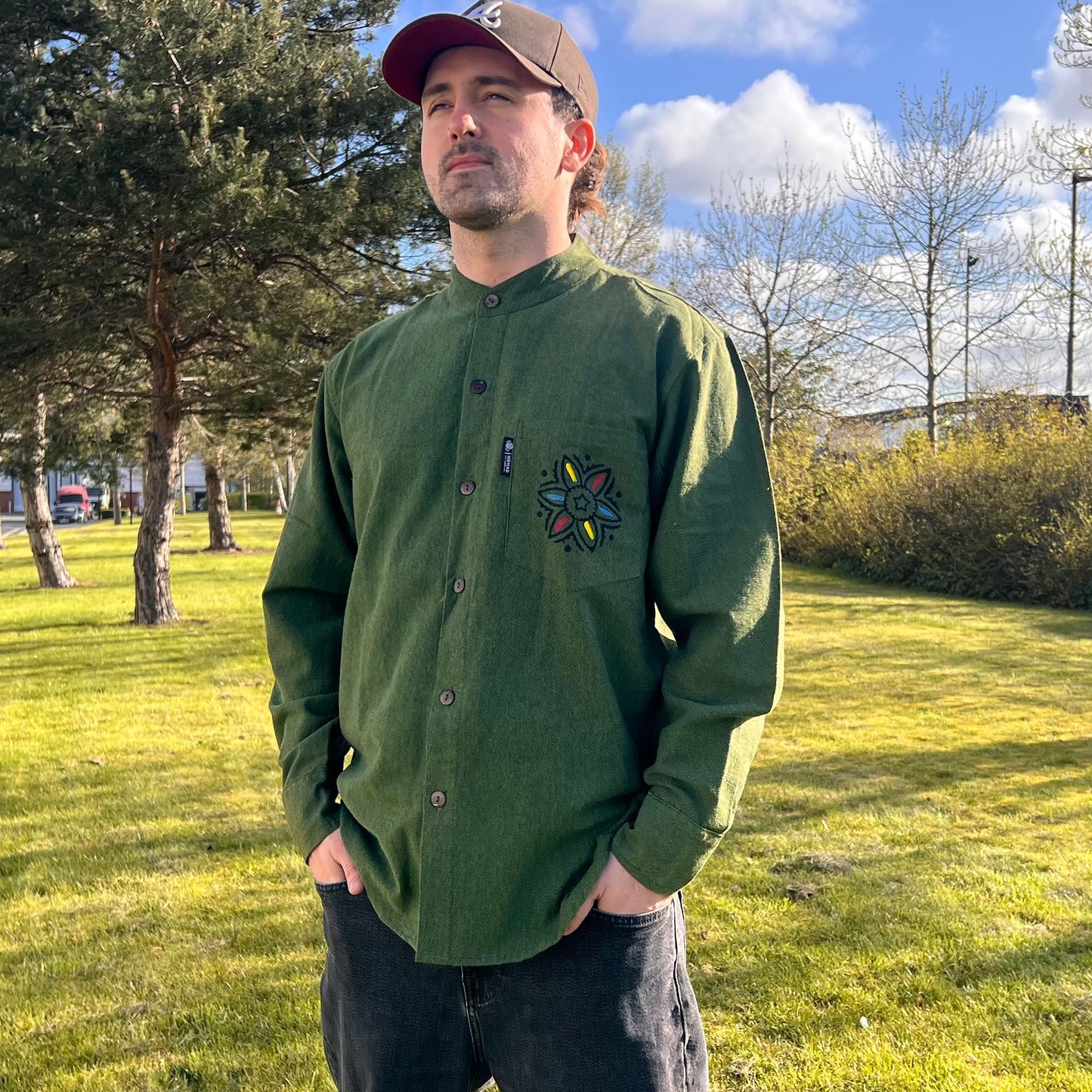 Nomad Sari Kathmandu Shirt – Forest Green – Größe XXL