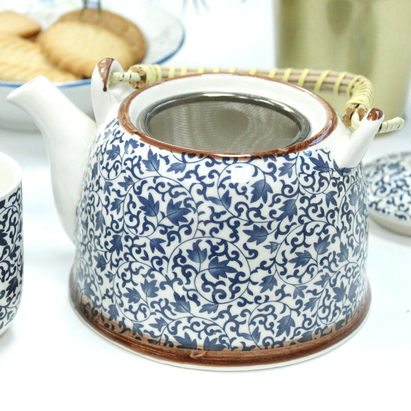 Kräuterteeset – Blaues Muster (Kanne & 6 Tassen)