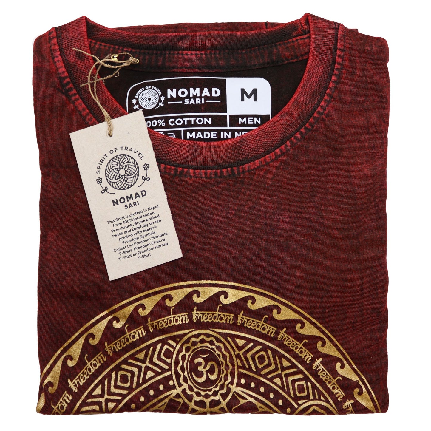 Nomad Sari Stonewashed T-Shirt – Chakra – Weinrot – Größe M