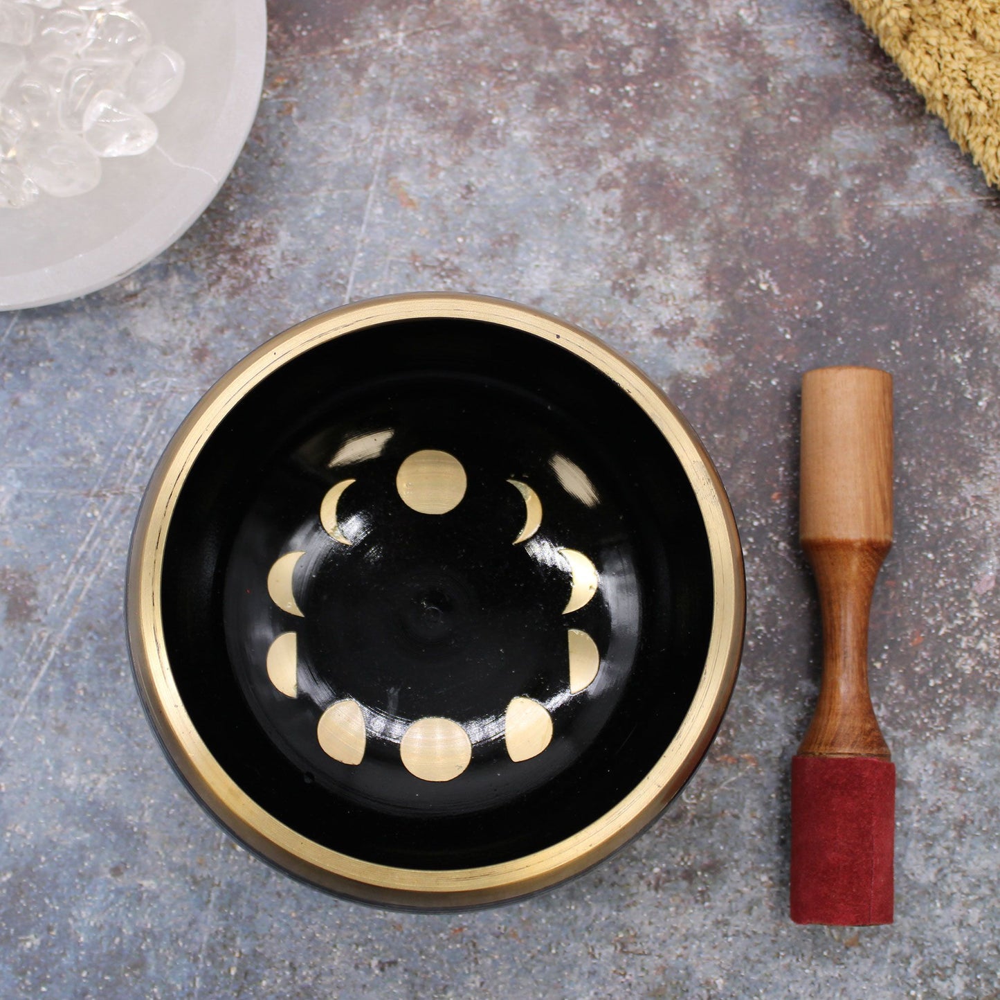 Tibetische Klangschalen-Set Mondphasen – Schwarz 14cm (Groß)