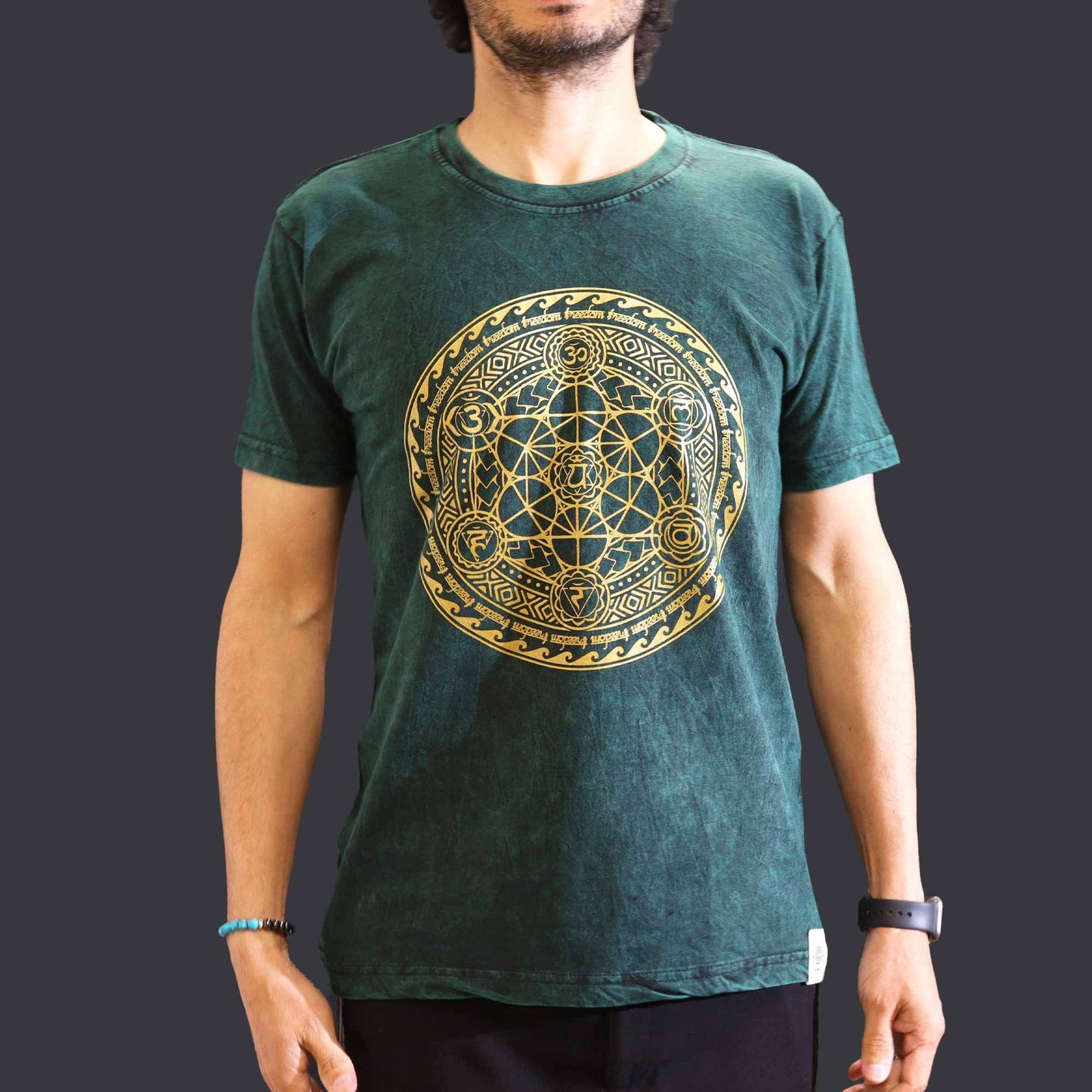 Nomad Sari Stonewashed T-Shirt – Chakra – Grün – Größe M