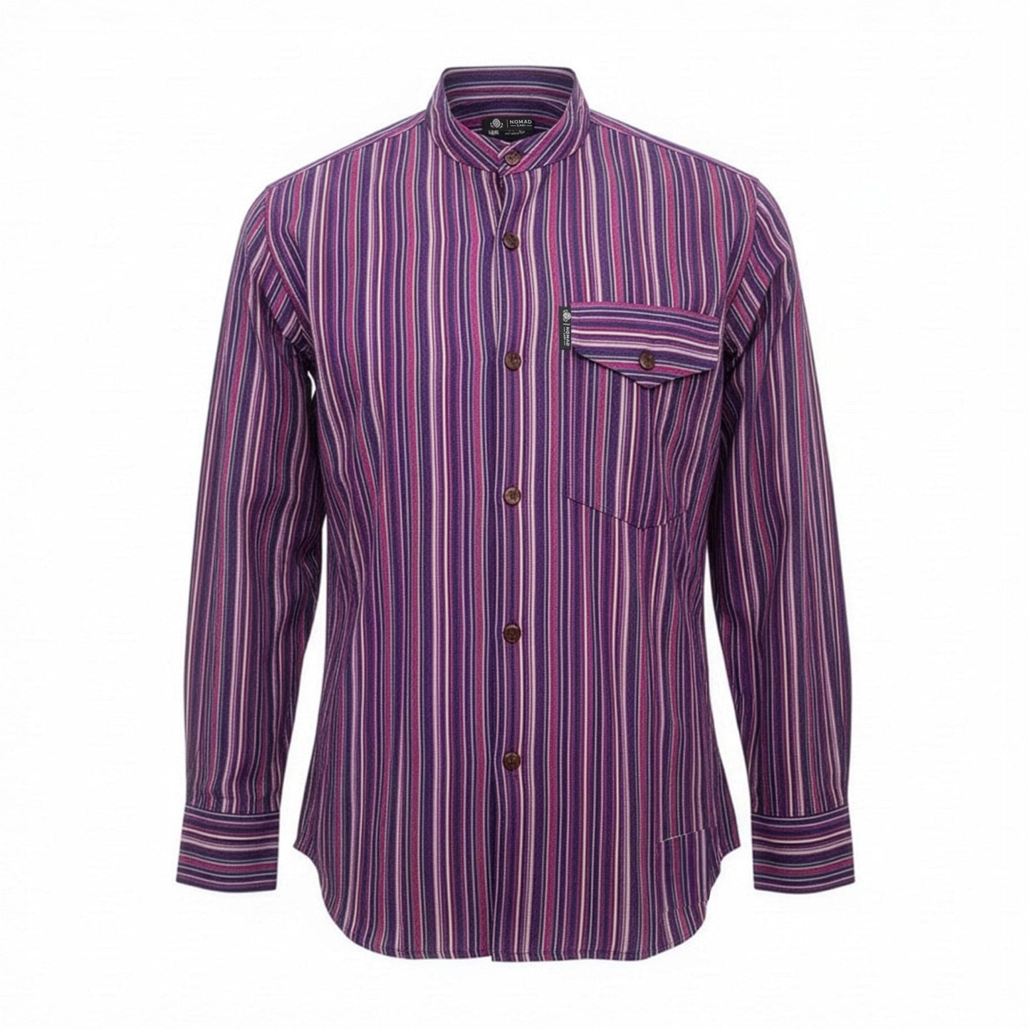 Nomad Sari Grandad Shirt – Black Purple – Größe M