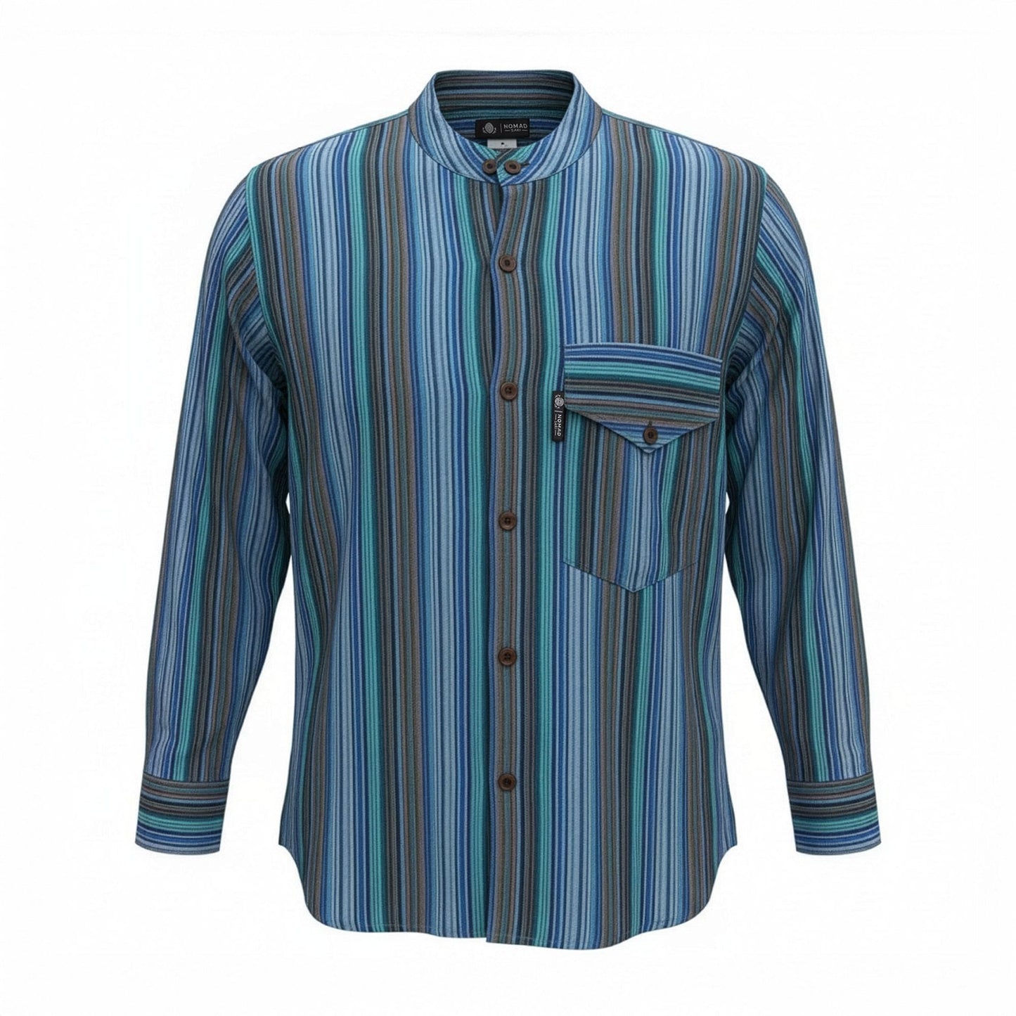Nomad Sari Grandad Shirt – Türkis – Größe L